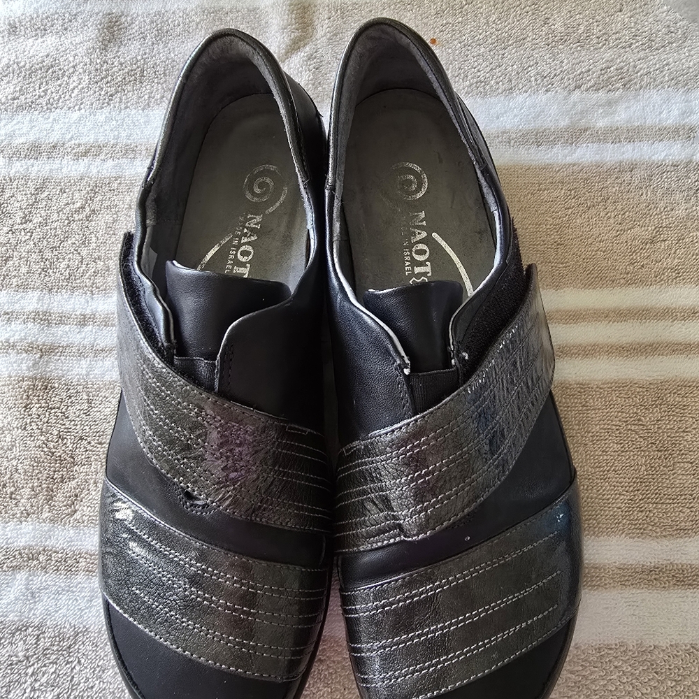 Naot Black and Silver  Slip-On Loafers